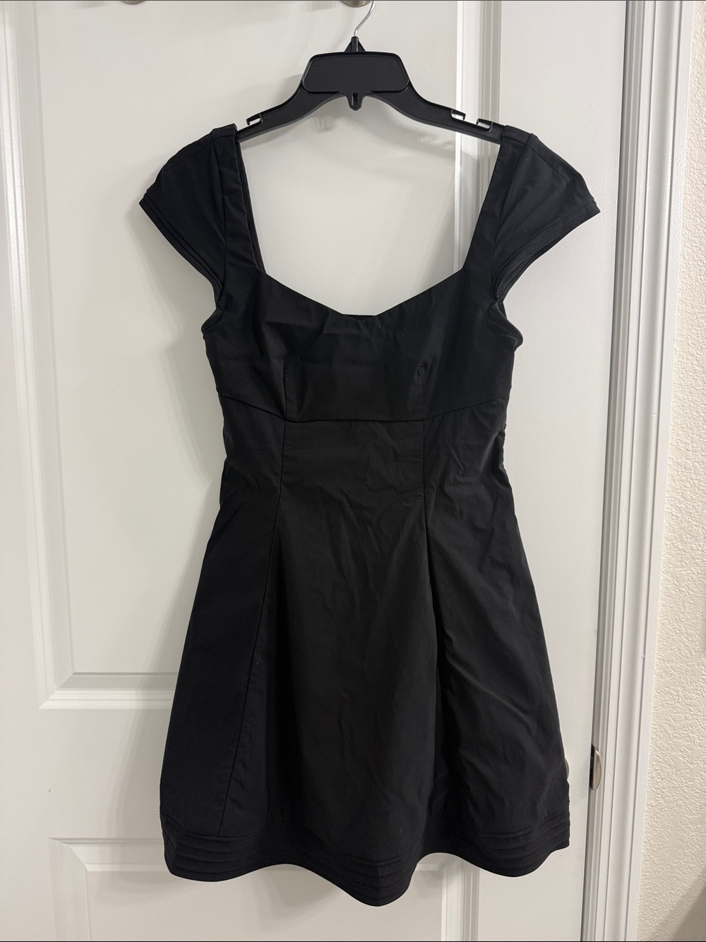 Black Cap-Sleeve Fit & Flare Dress